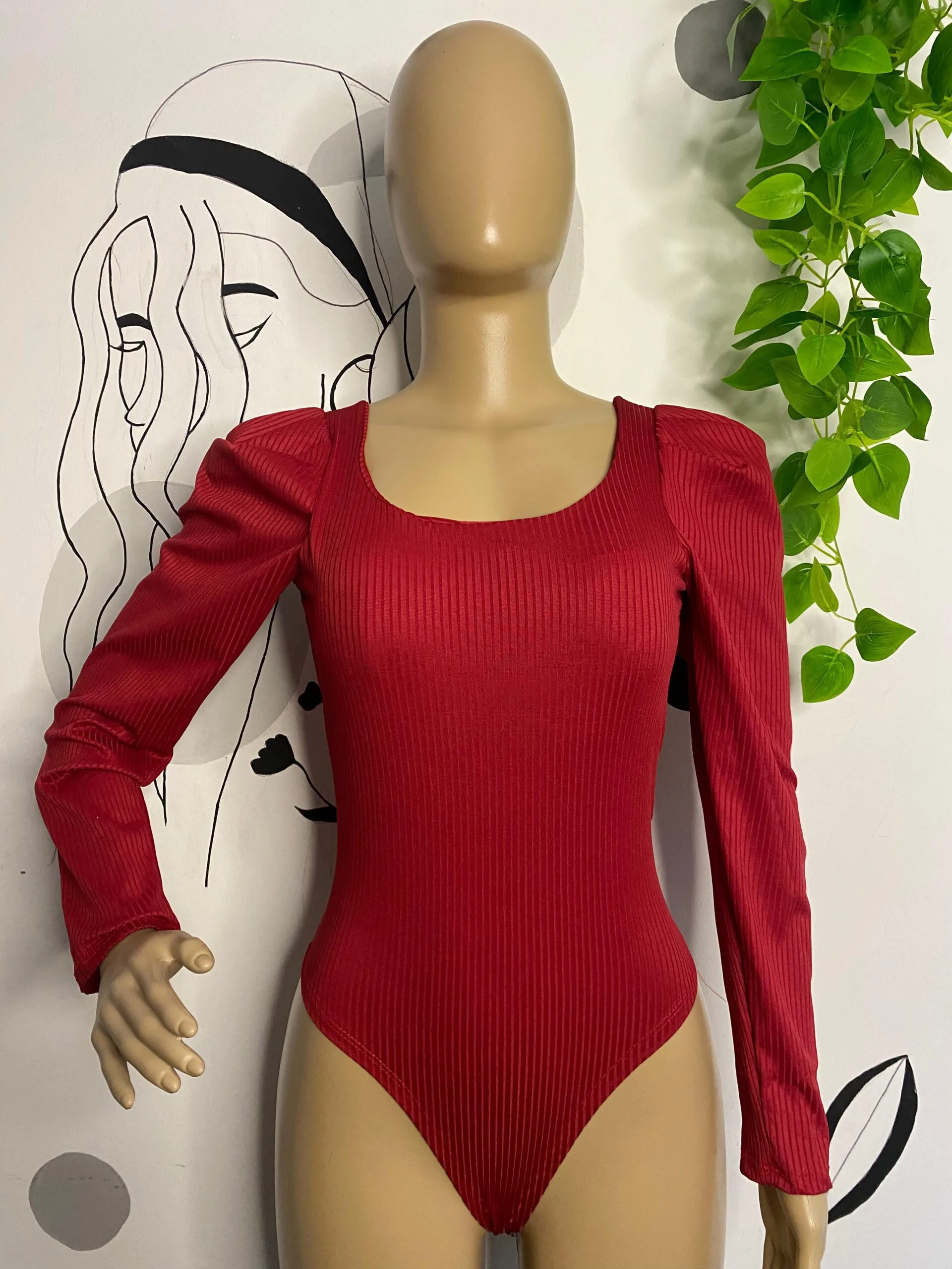Body rojo manga larga